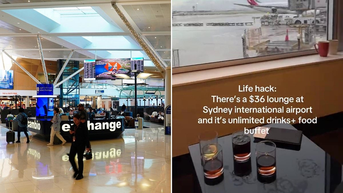 Travellers discover little-known $36 lounge with unlimited drinks and food buffet at Sydney International Airport - and it's open to EVERY airline