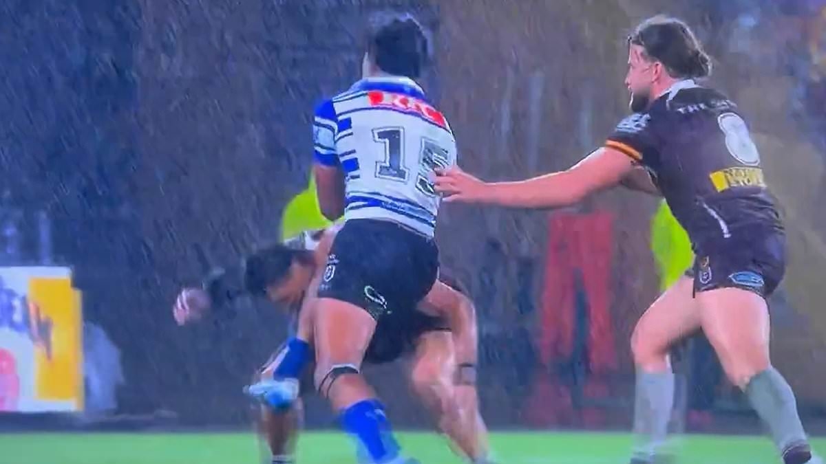 Watch as Bulldogs star lands in hot water over brutal knee collision - as concerns mount for star Broncos playmaker