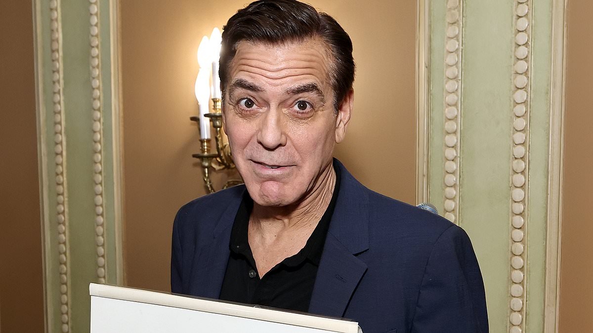 Smirking George Clooney brushes off Megyn Kelly 'smug' saga as he mocks his dye job while receiving portrait