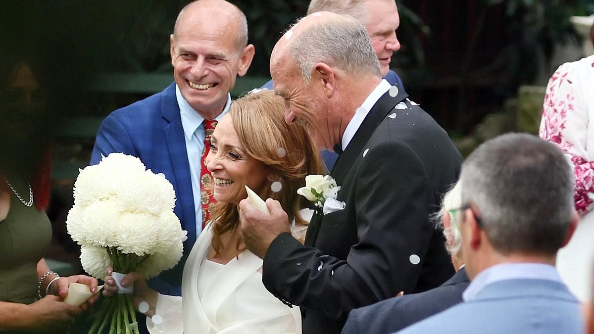 Wally Lewis walks down the aisle with Lynda Adams in Brisbane...while the football great's three children were conspicuously absent amid family rift