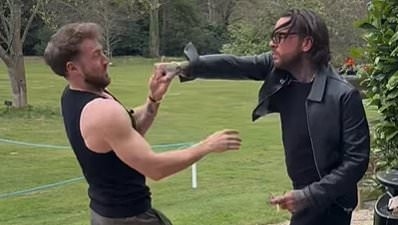 Pete Wicks leaves Sam Thompson BLEEDING after accidentally hitting him in the face while filming social media skit
