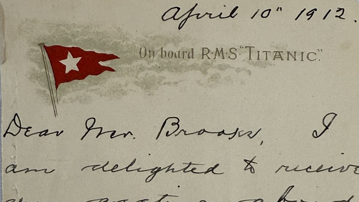Haunting letter written by Titanic passenger days before huge ocean liner sank sells for £300,000