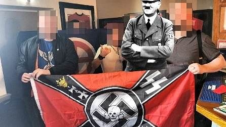 Fury as Neo-Nazis hold birthday party for Adolf Hitler complete with swastika flags and birthday cake