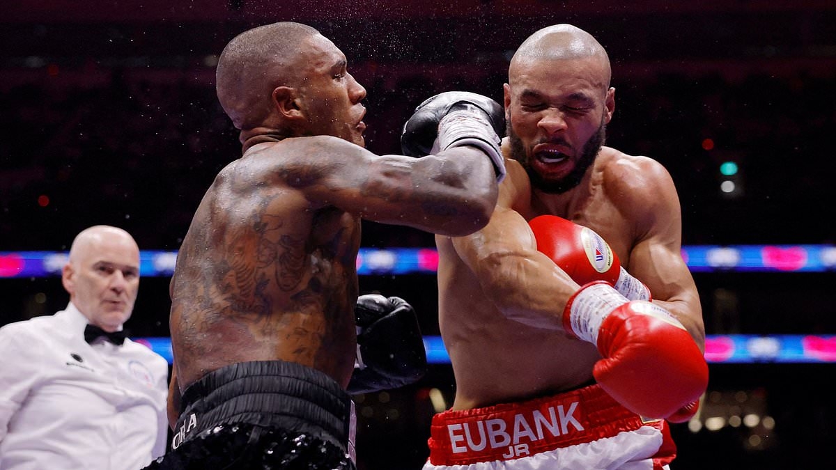 Shocking moment brawl erupts in the crowd at Chris Eubank Jr vs Conor Benn as fan is floored by flurry of wild punches