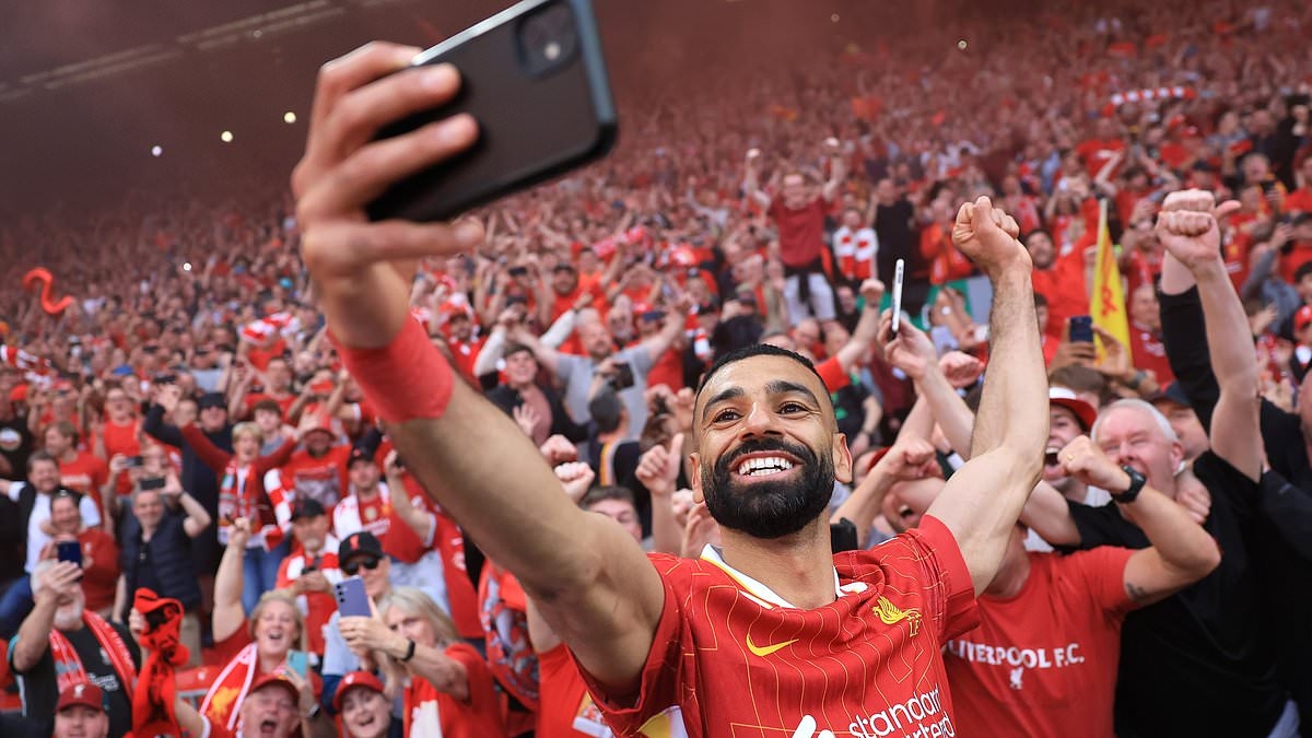 Let the party begin! Thousands of Liverpool fans flood the city to celebrate historic 20th league title - as Trent Alexander-Arnold, Mo Salah and Co rejoice on the pitch at Anfield