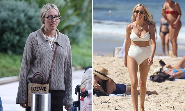Makeup free socialite Montarna McDonald ditches the glam and goes very casual as she arrives home from Bali with her two daughters following her shock split with husband
