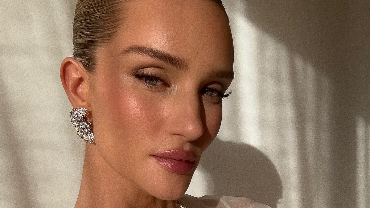 Rosie Huntington-Whiteley looks ethereal in a sheer white ensemble for Tiffany shoot after revealing it took 'two years' for her body to feel 'normal' after having children