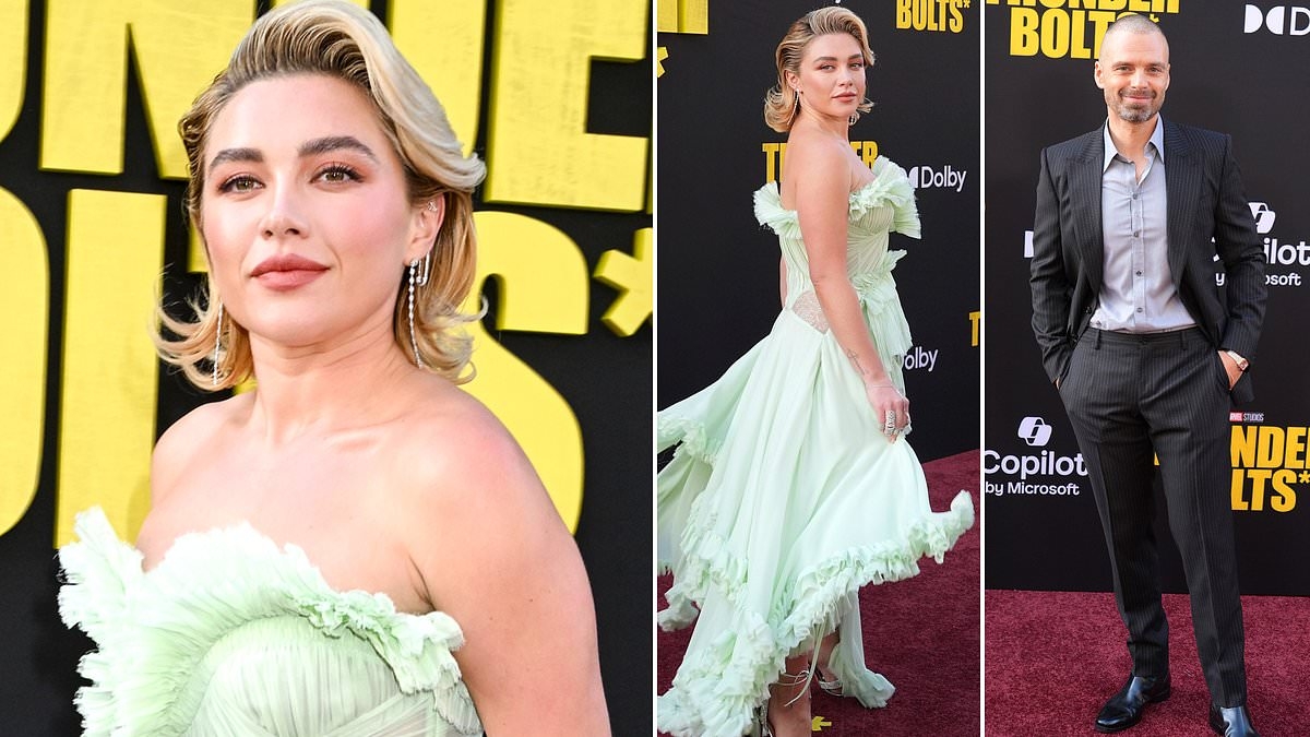 Florence Pugh thrills in frills while Sebastian Stan debuts bold new look at Thunderbolts premiere amid epic first reactions