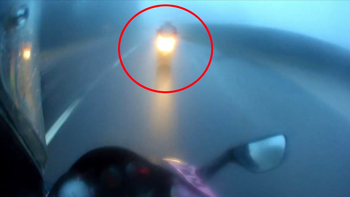 Horrific moment motorcyclist making dangerous overtake crashes head-on into another biker who lost leg as a result
