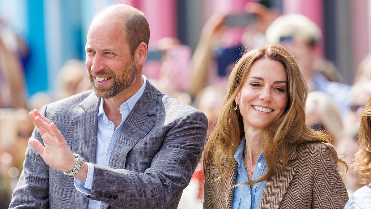 Kate Middleton looks lovingly at Prince William as royal couple spend their 14th wedding anniversary sampling whiskey and cooking haggis during special visit to the Isle of Mull