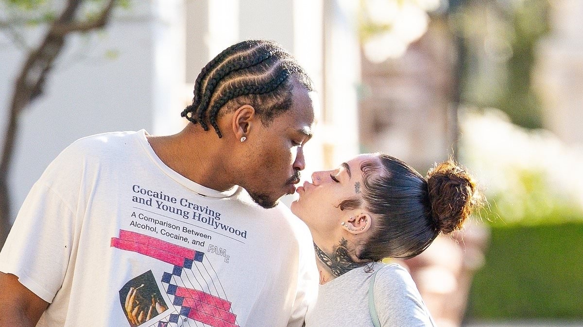Bhad Bhabie shows off new boob job amid cancer battle as she kisses on-again Le Vaughn