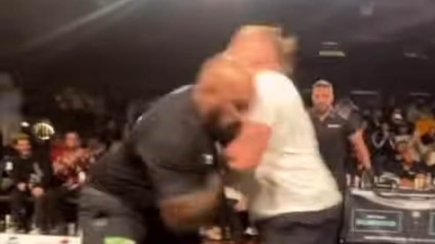 Ex-England star George Burgess brutally smashes into rugby giant as the pair compete in bizarre new Aussie sport that's been blasted for its violent collisions