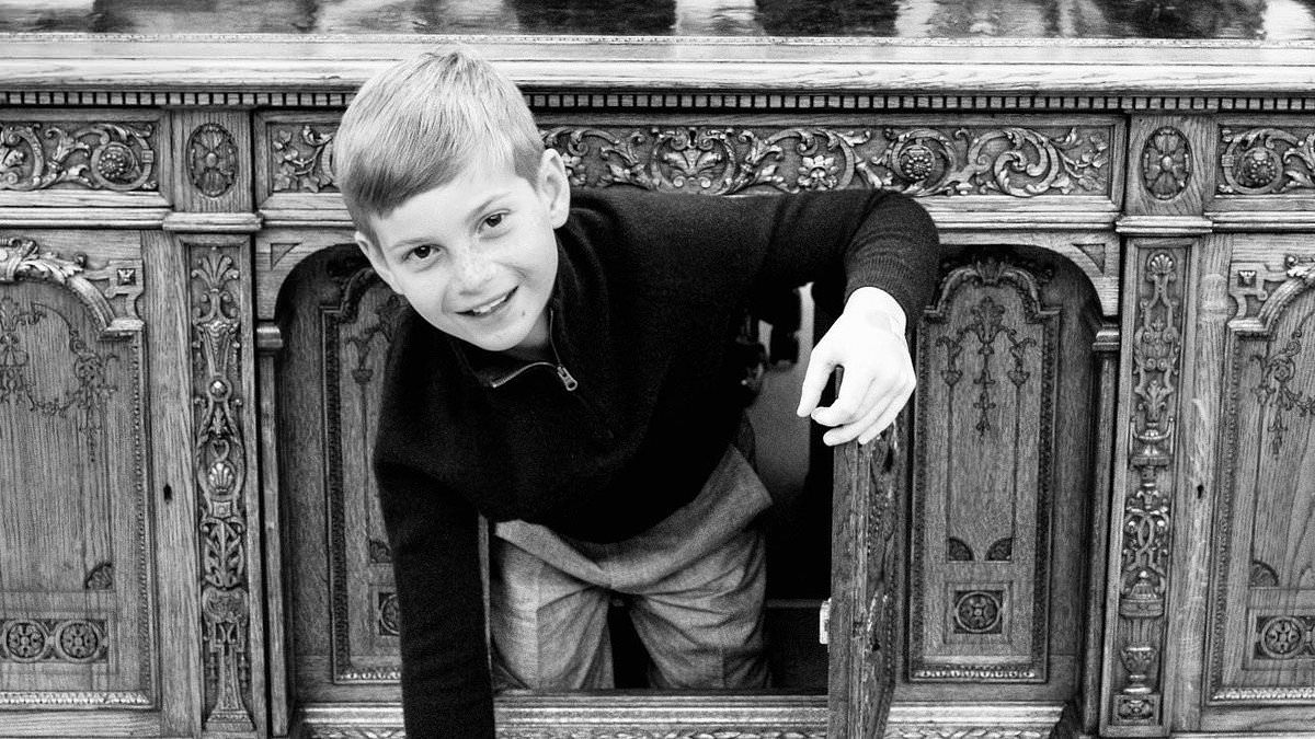 Ivanka and son Theo recreate iconic Kennedy White House photo... with some help from President Trump