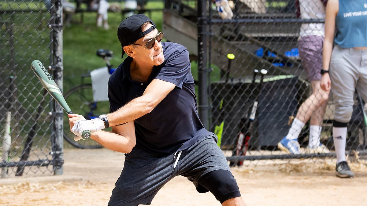 George Clooney shows off his childhood baseball skills in NYC's Central park
