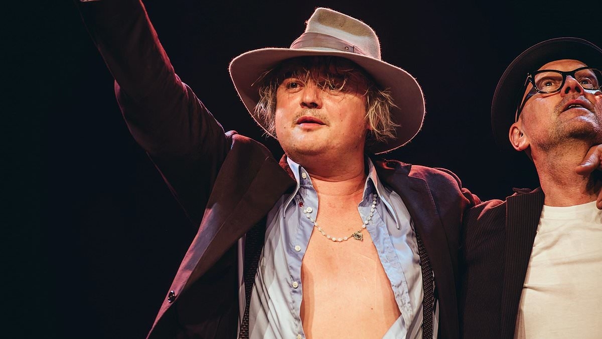 Pete Doherty appears to be in good spirits as he takes to the stage in Berlin for his European tour after 'wake-up call' from shock health scare