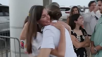 Emotional moment Queen Letizia and Princess Leonor of Spain run to embrace each other after four months apart