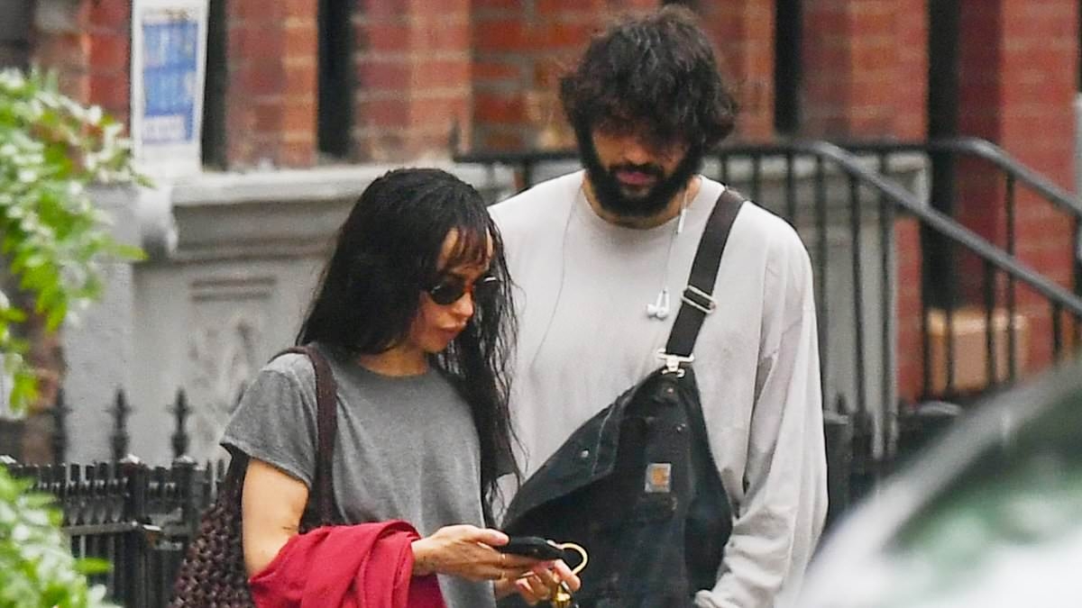 Zoe Kravitz is dwarfed by hunky 'beau' Noah Centineo who looks unrecognizable with long hair