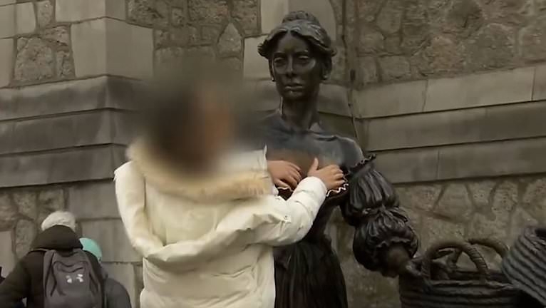 Dublin council calls in guards to stop tourists touching breasts of Molly Malone's statue after claims the good-luck gesture is damaging her assets