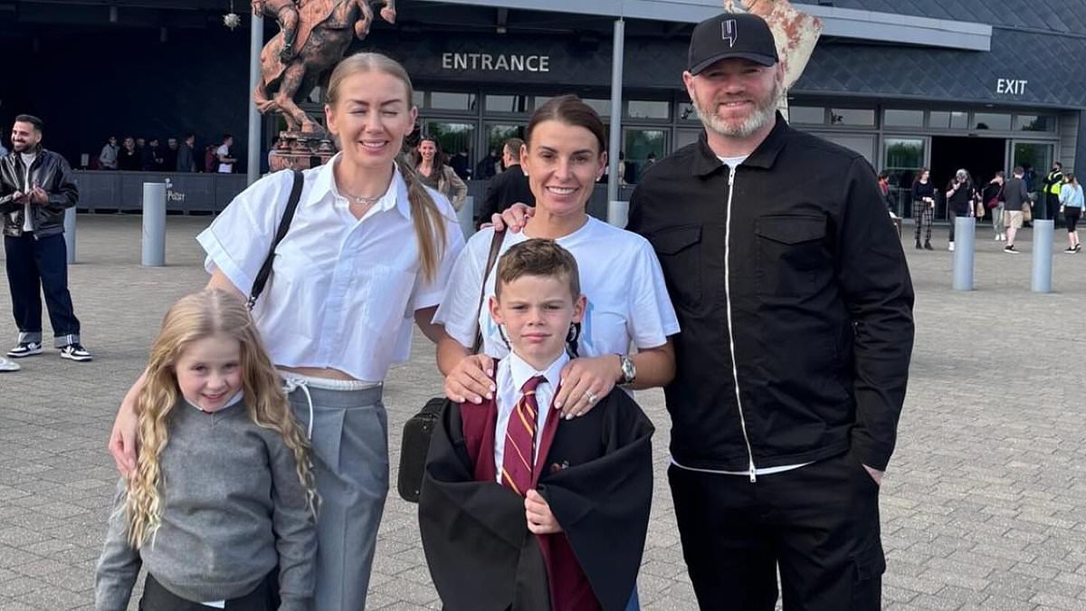 Coleen and Wayne Rooney treat son Kit, 9, to a Harry Potter tour as they visit iconic Hertfordshire studio after finally ending bitter Wagatha Christie libel battle with Rebekah Vardy