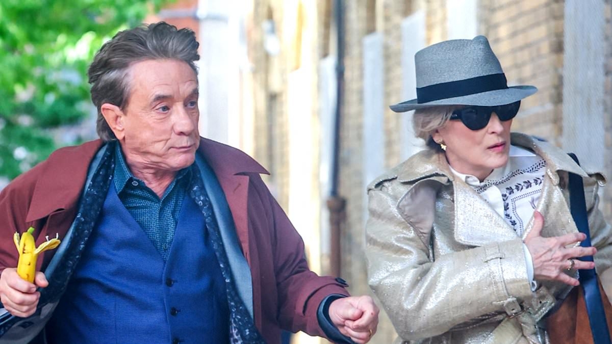 Meryl Streep and boyfriend Martin Short go bananas as they reunite on set to race through NYC