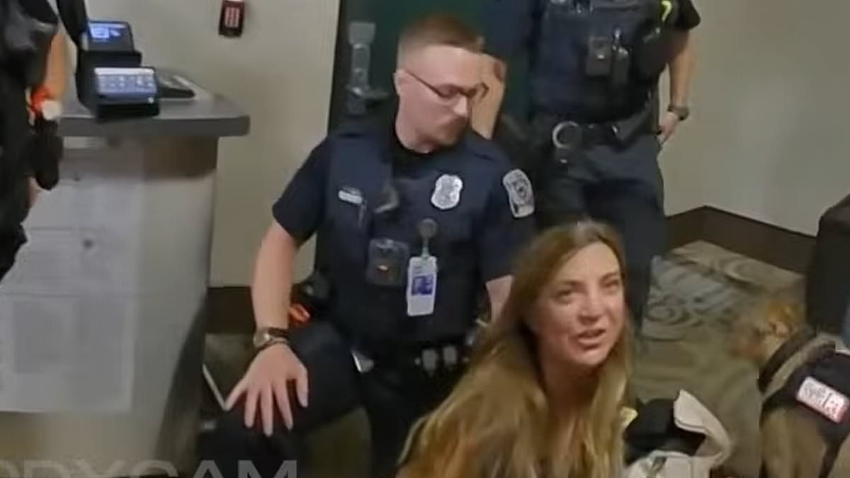 Bizarre video shows Karen nag police over FaceTime as drunk sister is arrested for hijacking airport intercom