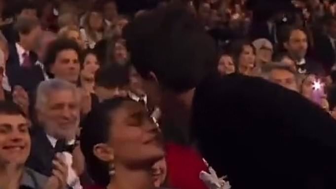 Kylie Jenner suffers awkward moment as boyfriend Timothee Chalament swerves her kiss while accepting acting award