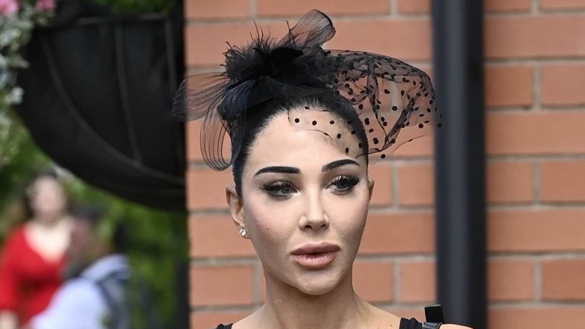 Tulisa puts on a leggy display in a white mini skirt as she attends Ladies Day at Chester Races