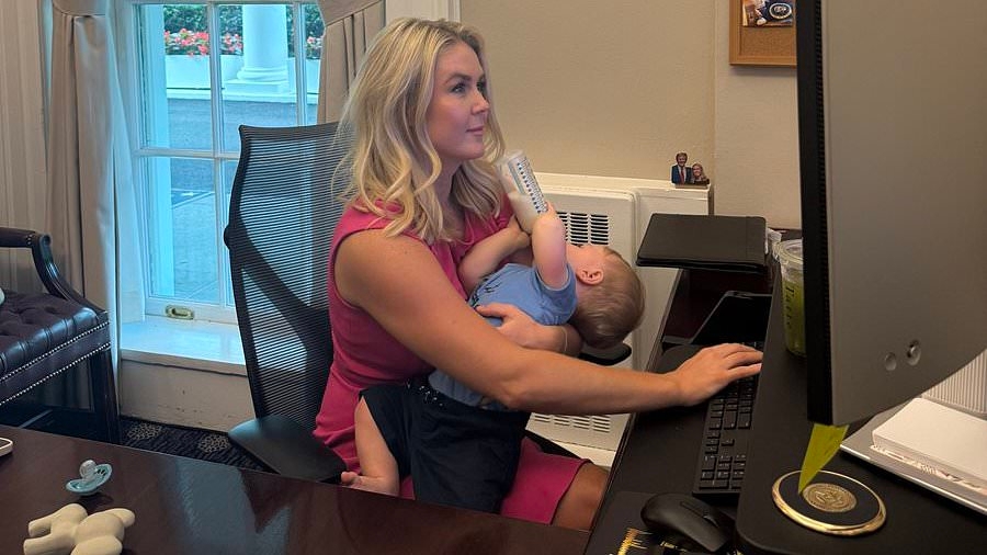 Karoline Leavitt's VERY MAGA office décor... and how she 'balances' being a mom in the White House