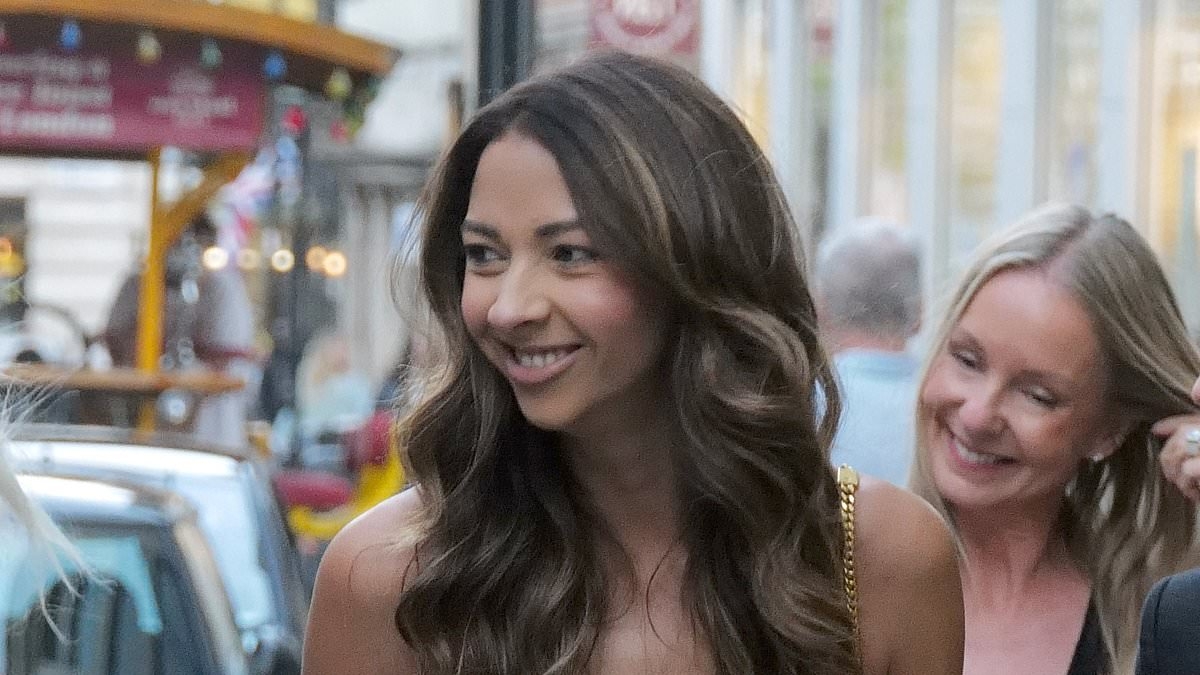 Nick Knowles' fiancé Katie Dadzie, 34, celebrates her hen do in London's West End as her pals sport face masks of the DIY SOS star, 62