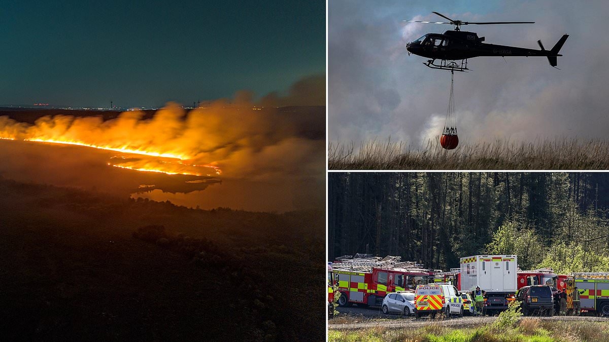 Wildfire burns for over a day as more than 50 firefighters battle to bring blaze under control