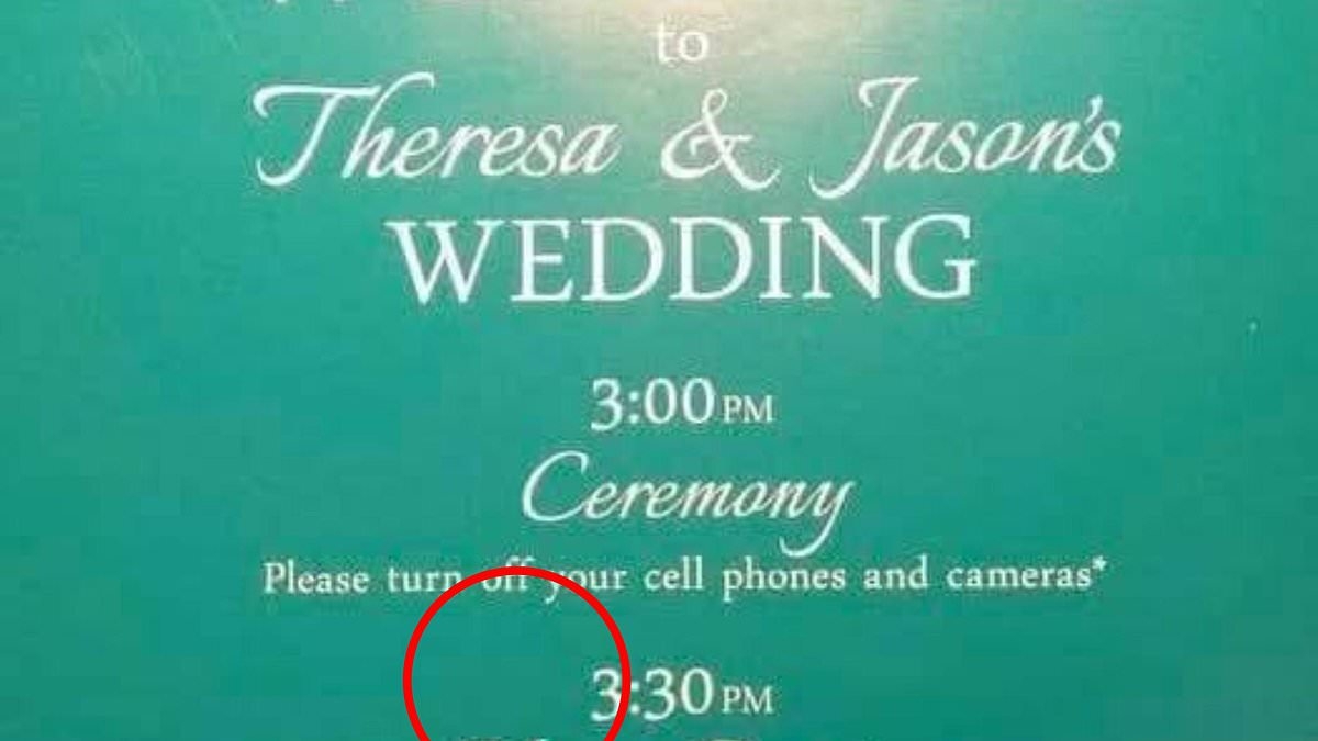 Bride and groom raise eyebrows over major mistake on wedding invitation: 'We're doing WHAT at 3:30pm?'