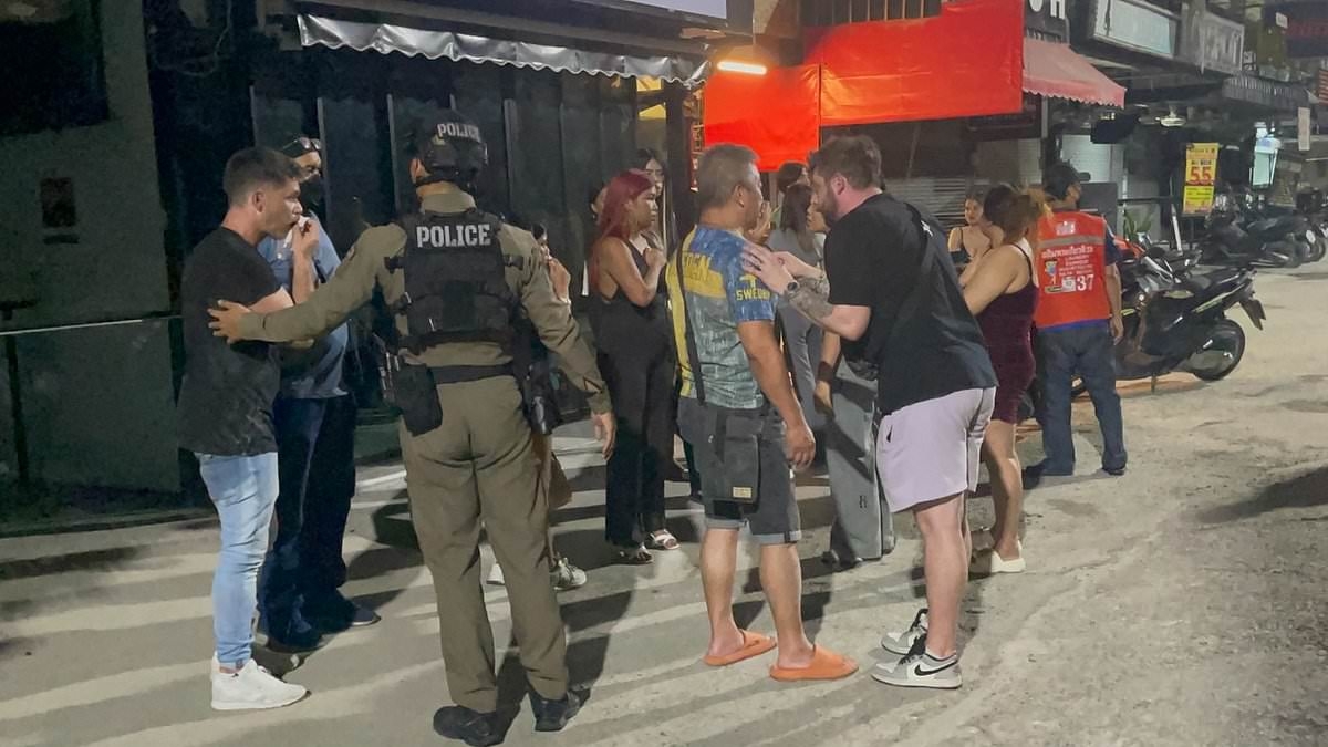 Shocking moment Australian tourist brutally knocks out reveller during brawl with Brits in notorious Thai resort