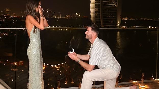 Kendall Rae Knight is engaged! Love Island star says yes as footballer Andrew Hughes proposes with enormous diamond ring during romantic trip to Dubai