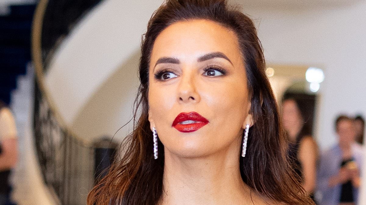 Eva Longoria looks sensational in a glamorous sequinned gown as she departs Hôtel Martinez in Cannes ahead of the film festival