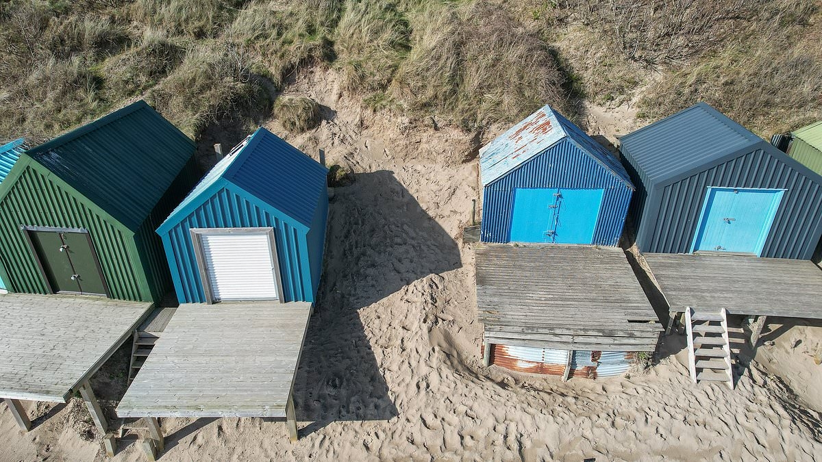 Tiny patch of sand on British beach with stunning panoramic views goes up for sale for staggering price - but you'll have to build your own hut to go with it