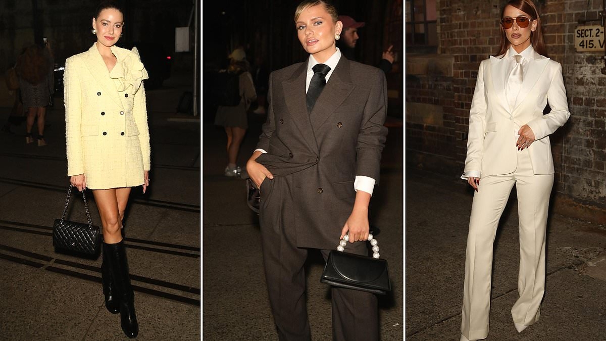 Suits you! Aussie stars embrace the popular menswear silhouette trend with a sexy twist at Australian Fashion Week
