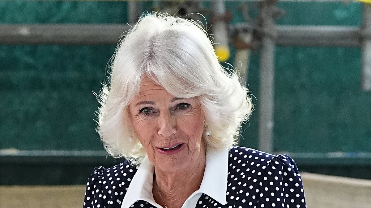 Queen Camilla visits Westminster Abbey to unveil a foundation stone in tribute to King Charles - and catches up with her TV star pal