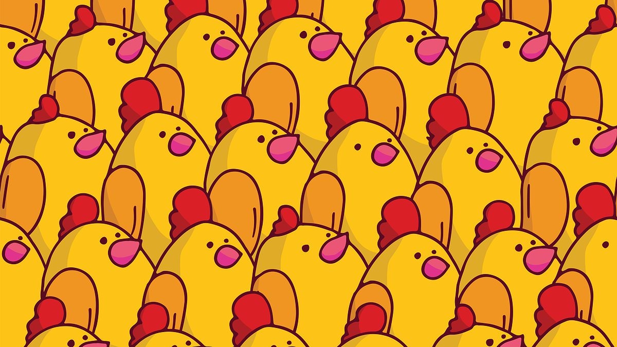 Can you spot the squirrel's tail among the flock of chicken in fun optical illusion in under five seconds?