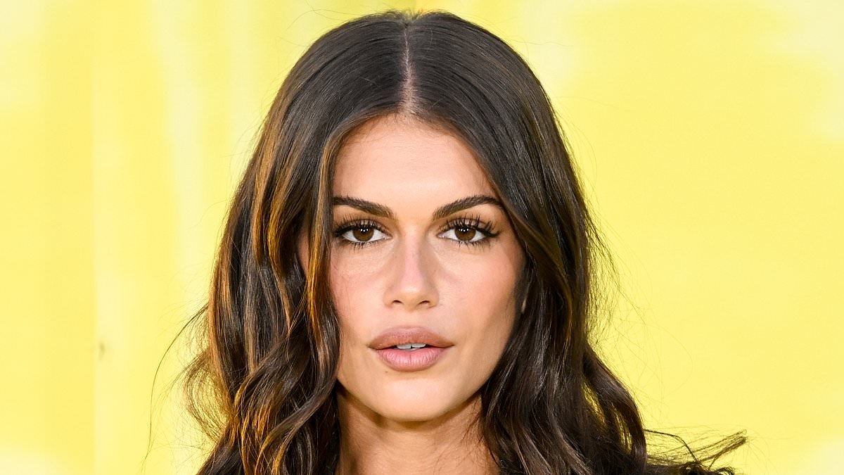 Kaia Gerber puts on a leggy display in thigh-high stockings and hotpants as she leads stars at the premiere of her new TV series Overcompensating