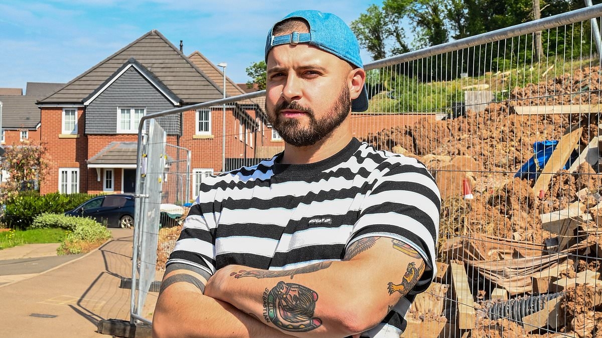 Newbuild estate residents' £400,000 homes have been cut off for more than six months after TWO landslides - with earth and rubble piled up just feet from their front doors
