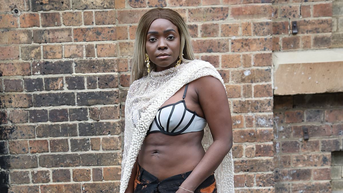 'Fake influencer' Suzan Mutesi arrives at Australian Fashion Week wearing just a bra as a top - after causing chaos last year by rocking up in a towel