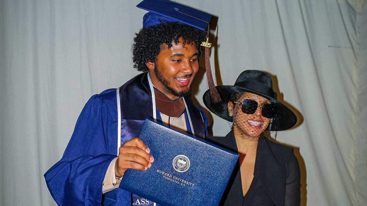 Toni Braxton upstages her son in a see-through skirt for his Howard University graduation