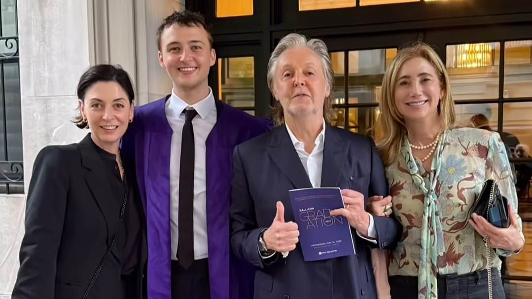 Paul McCartney beams with pride as his grandson Elliot graduates from New York University - after completing an internship at Jay-Z's label