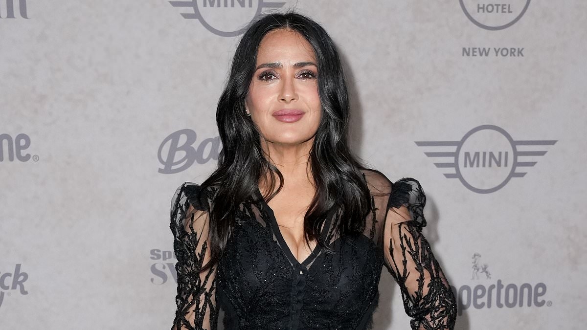 Salma Hayek, 58, wows in dramatic feathered mini dress as she leads stars at Sports Illustrated bash after girls' night out with Blake Lively