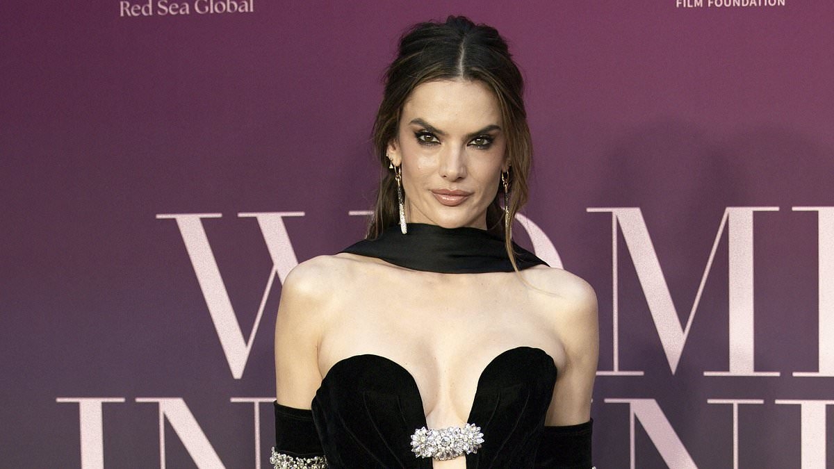 Alessandra Ambrosio exudes glamour in a plunging black gown as she joins stunning Shanina Shaik and Jessica Alba at Cannes gala