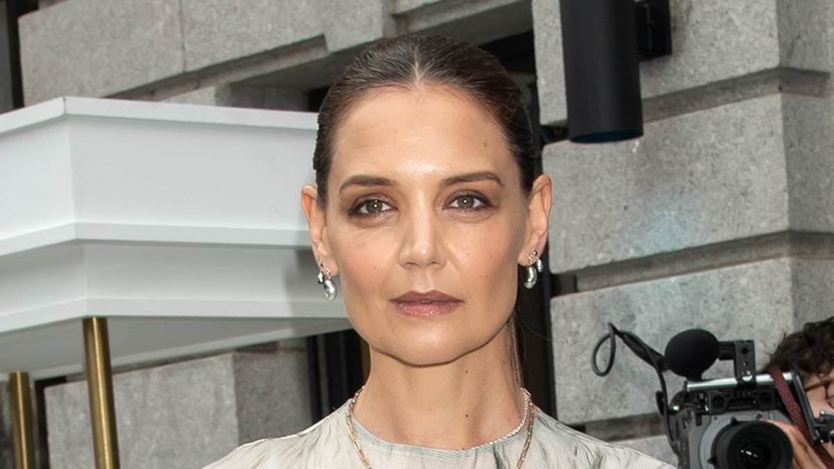 Katie Holmes cuts a trendy figure in a semi-sheer monochrome blouse as she attends Dr. Barbara Sturm's NYC pop-up launch amid ex Tom Cruise's new romance with Ana de Armas