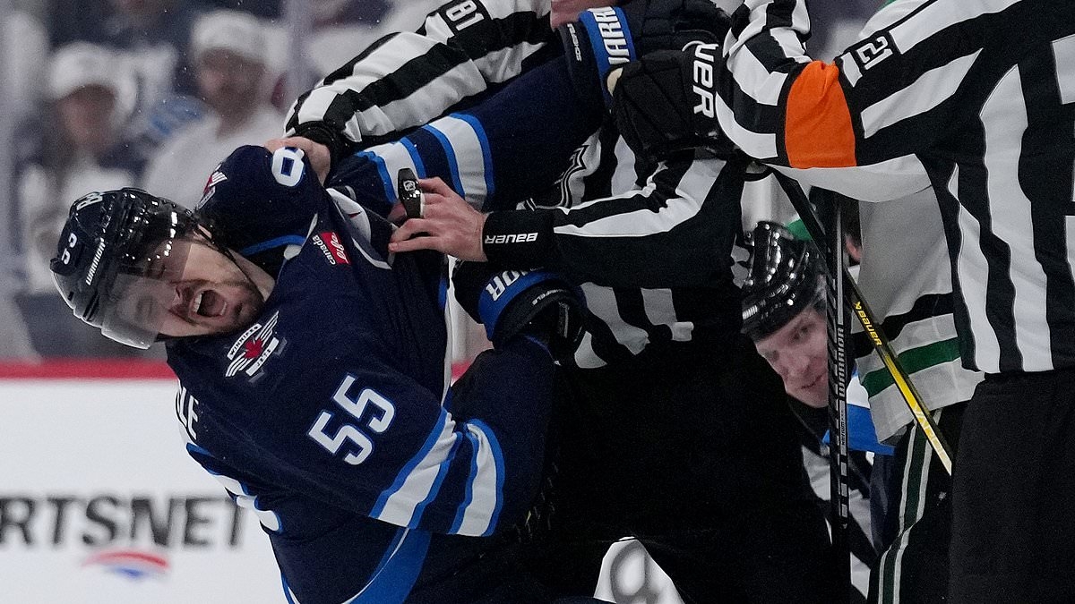 Jets-Stars turns into chaotic NHL line brawl with massive cheap shot from Dallas' captain
