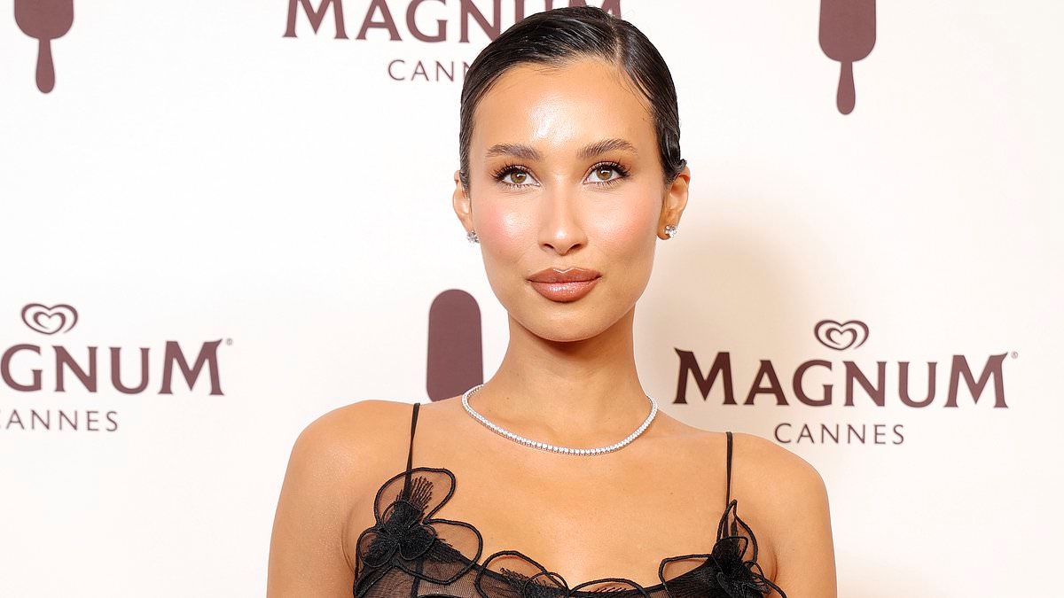 Married At First Sight's 'hottest bride' Evelyn Ellis risks wardrobe malfunction in daring dress as she parties with Charli XCX at star-studded Magnum bash during Cannes Film Festival