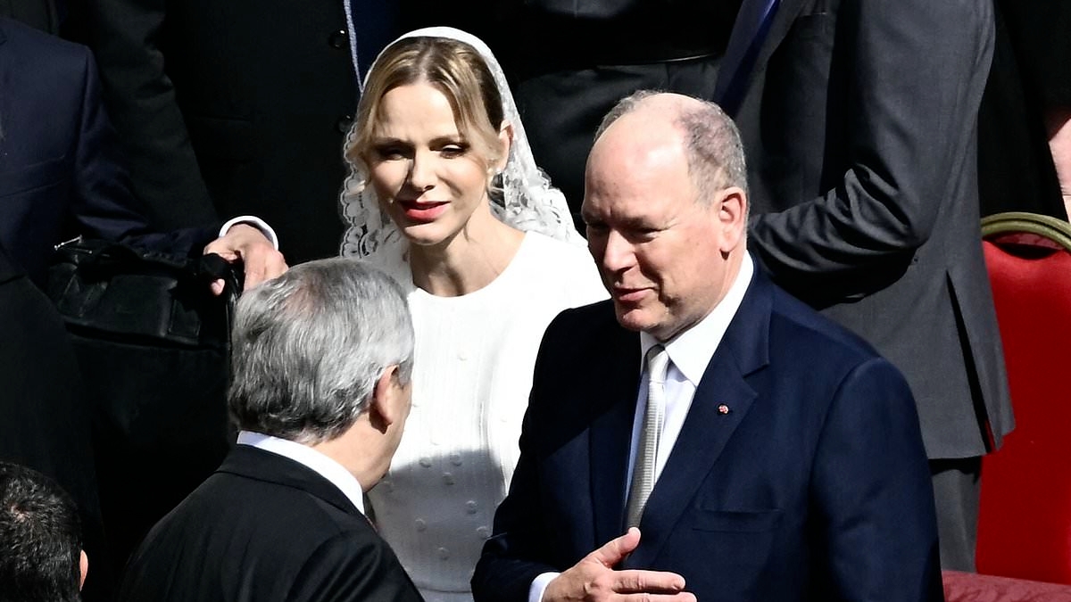 Princess Charlene of Monaco and Belgium's Queen Mathilde step out for Pope Leo XIV's inauguration Mass in all-white outfits (and only 7 people in the world are allowed to wear that colour today)