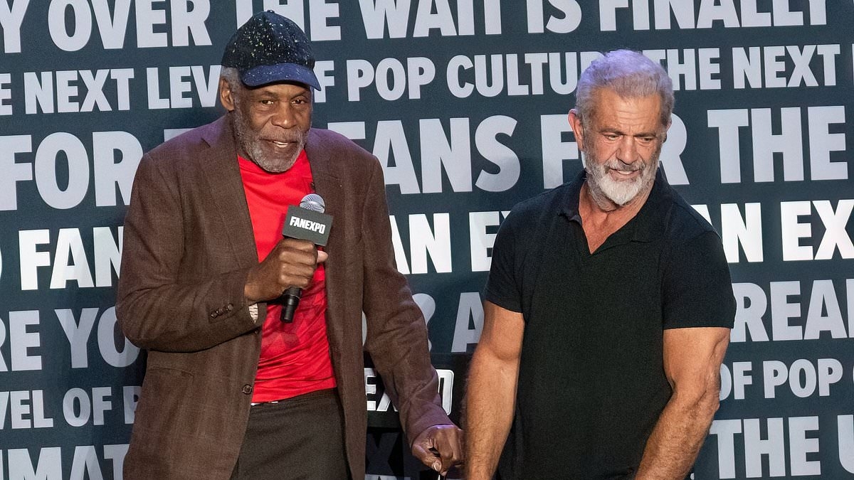 Never too old for this s**t! Mel Gibson, 69, reunites with Lethal Weapon co-star Donald Glover, 78, at Q&A - 38 years after launching film franchise